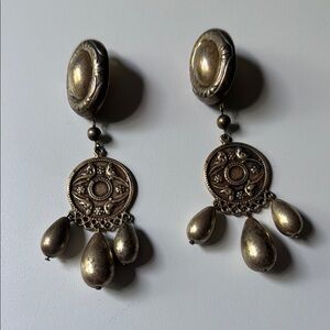 vintage brass-tone clip-on earrings